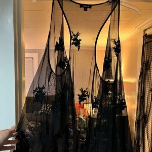 Black lace sleeveless kimono